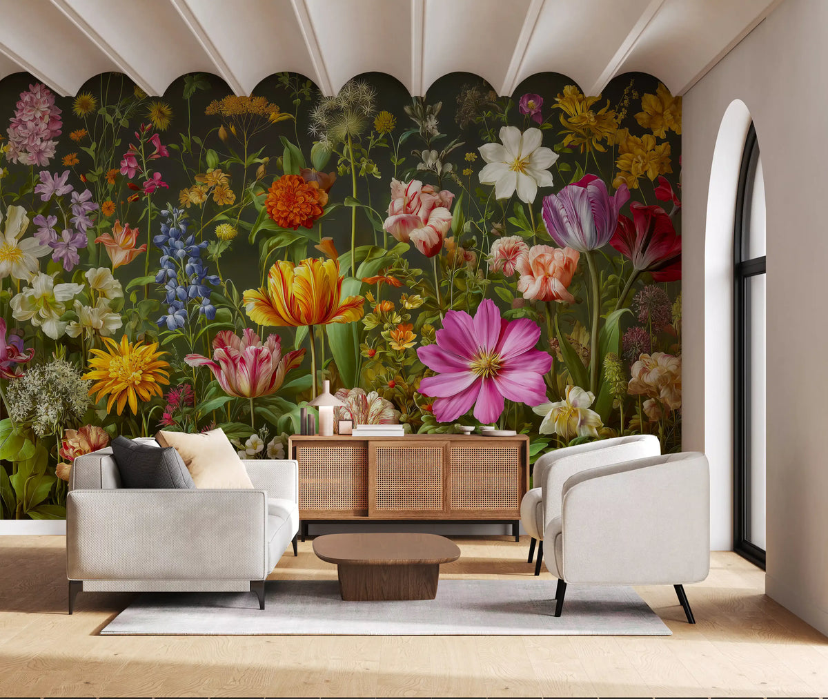 Midnight Meadow Botanical Bloom Wall Mural