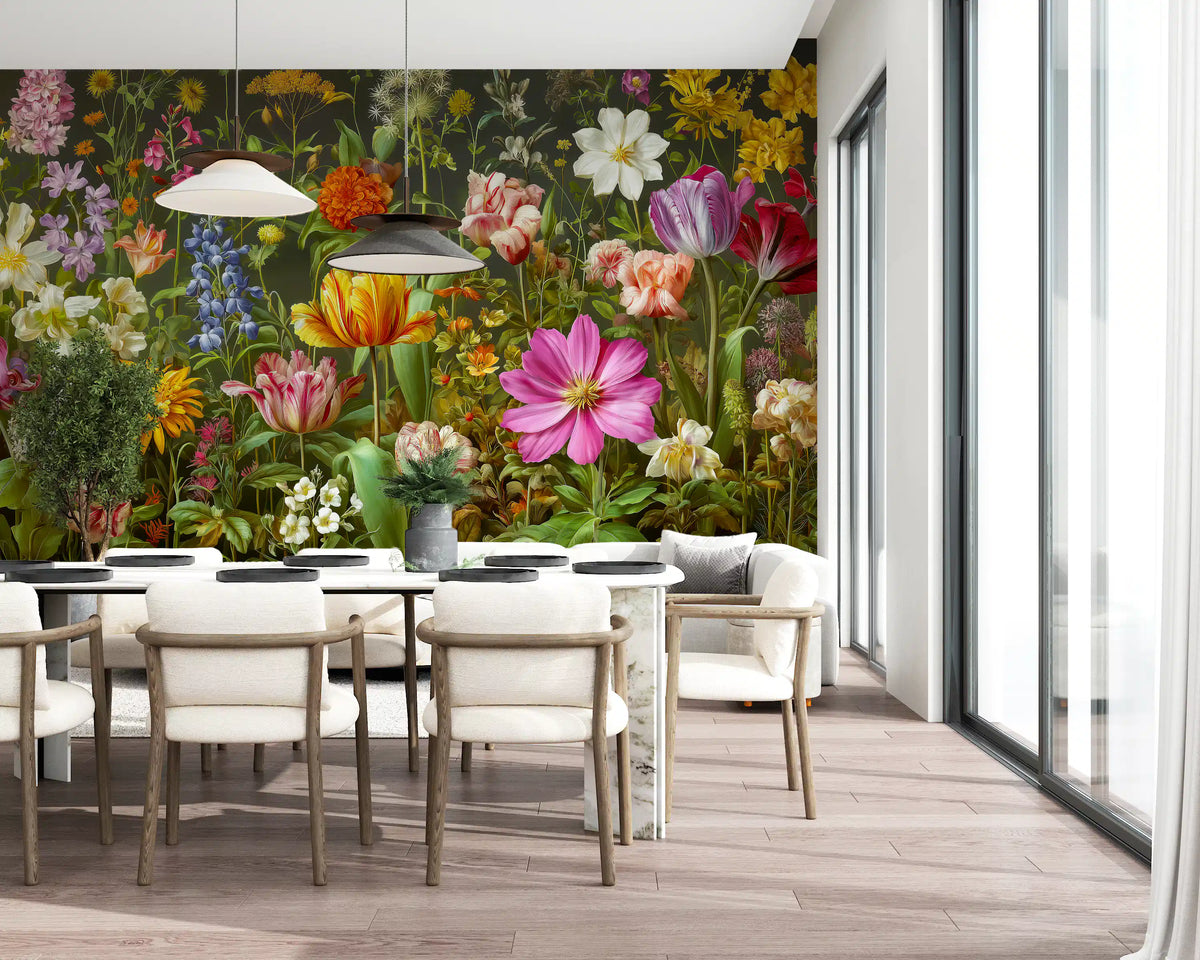 Midnight Meadow Botanical Bloom Wall Mural