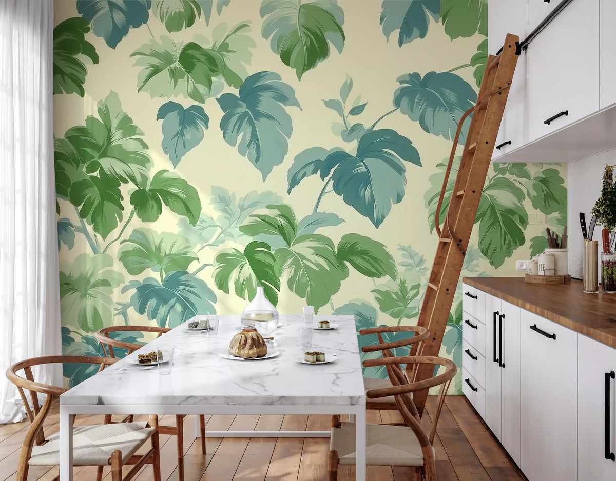 Verdant Jungle Foliage Pattern Wall Mural