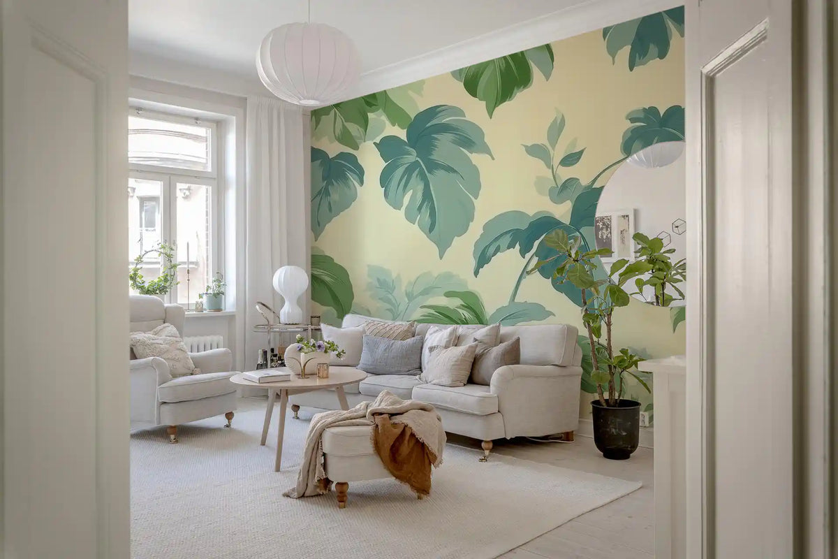 Verdant Jungle Foliage Pattern Wall Mural