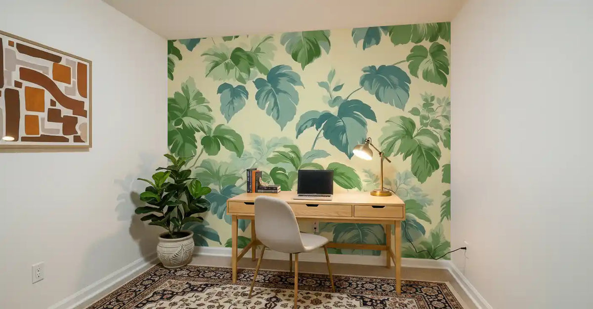 Verdant Jungle Foliage Pattern Wall Mural