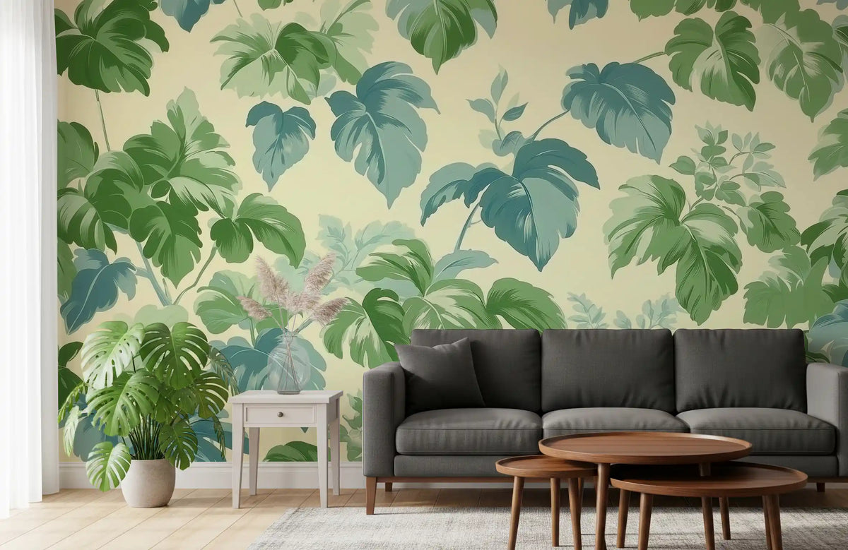 Verdant Jungle Foliage Pattern Wall Mural