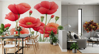 Crimson Poppies in Bloom Wall Mural