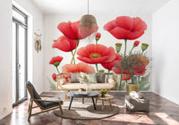 Crimson Poppies in Bloom Wall Mural