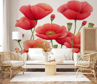 Crimson Poppies in Bloom Wall Mural