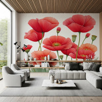 Crimson Poppies in Bloom Wall Mural