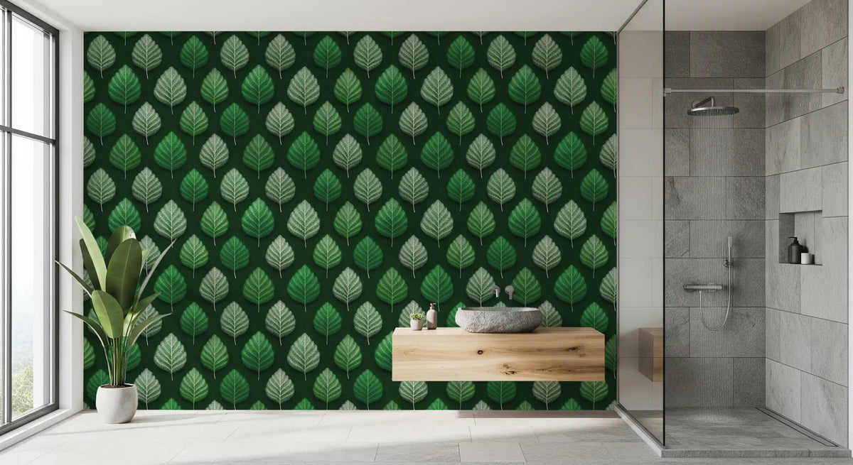 Minimalist Leaf Grid Design Wallpaper⁠