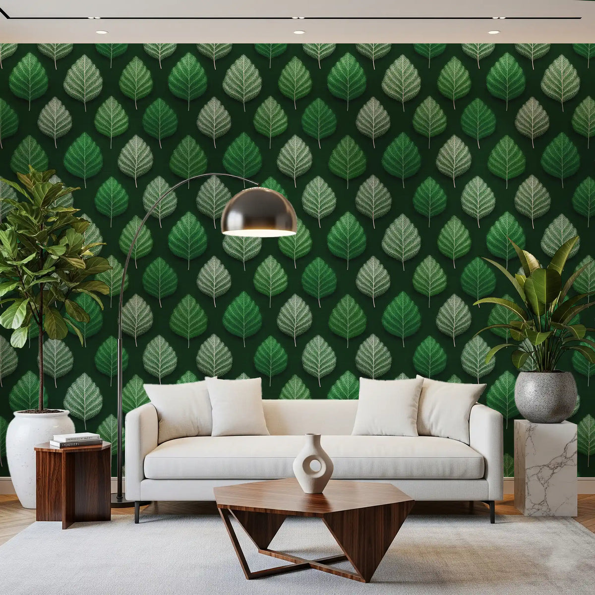 Minimalist Leaf Grid Design Wallpaper⁠