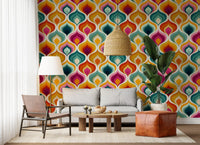 Abstract Mid-Century Waves Wallpaper⁠