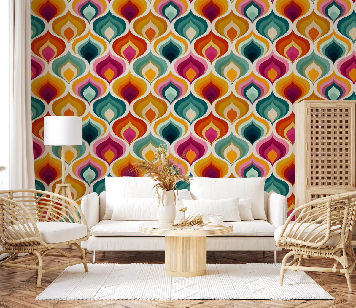 Abstract Mid-Century Waves Wallpaper⁠