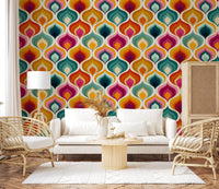 Abstract Mid-Century Waves Wallpaper⁠