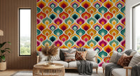 Abstract Mid-Century Waves Wallpaper⁠