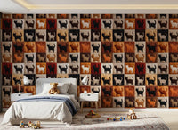 Feline Quilt Grid Wallpaper⁠