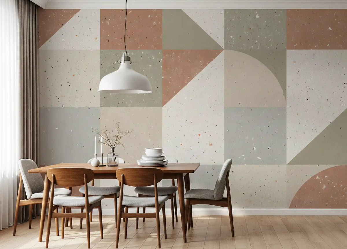 Geometric Terrazzo Tile Composition Wall Mural