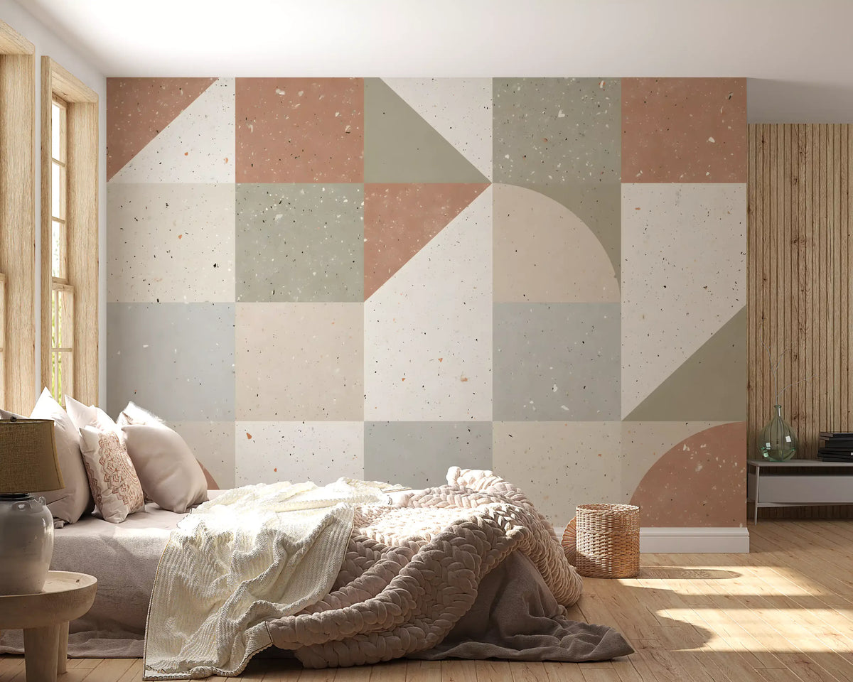Geometric Terrazzo Tile Composition Wall Mural