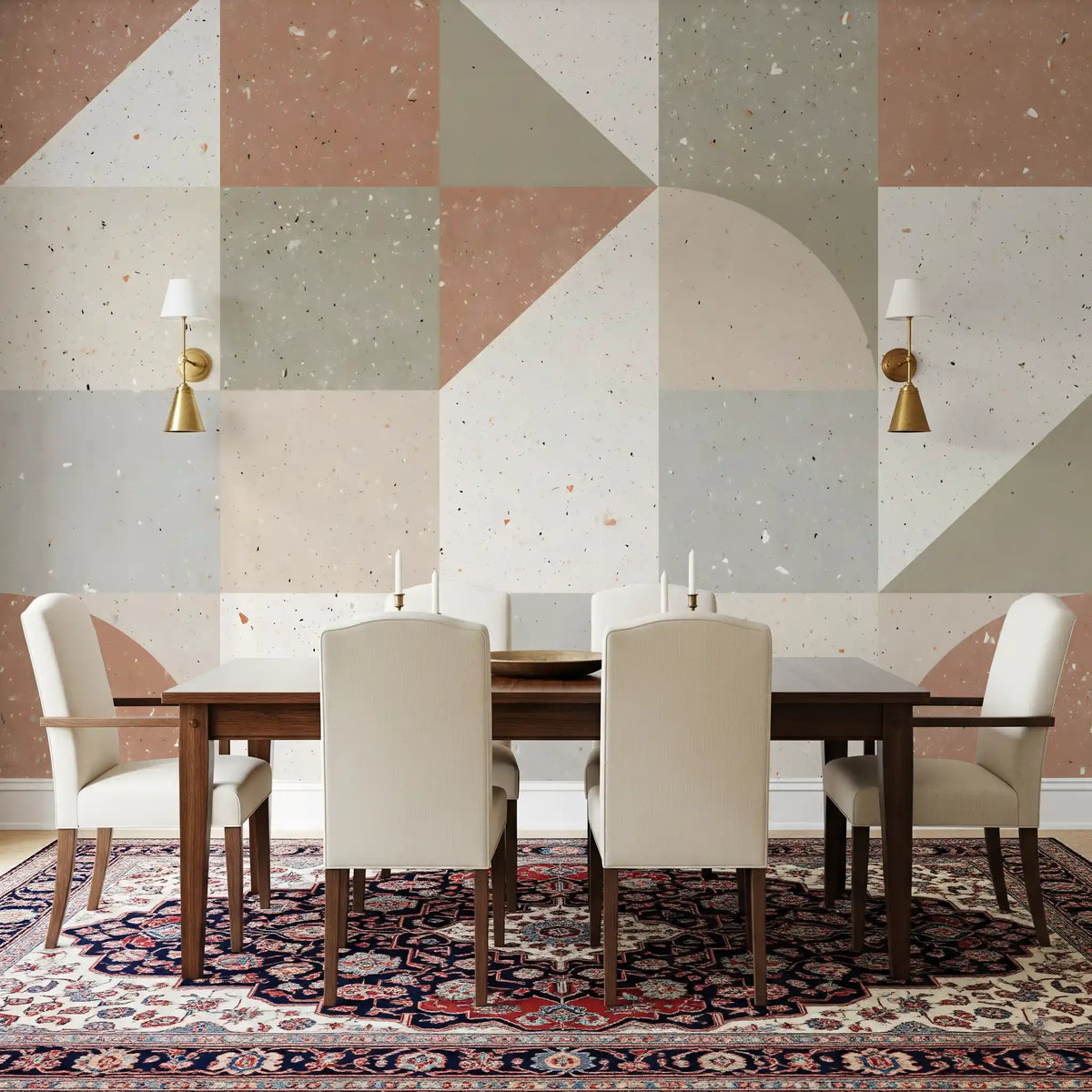 Geometric Terrazzo Tile Composition Wall Mural