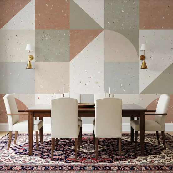 Geometric Terrazzo Tile Composition Wall Mural