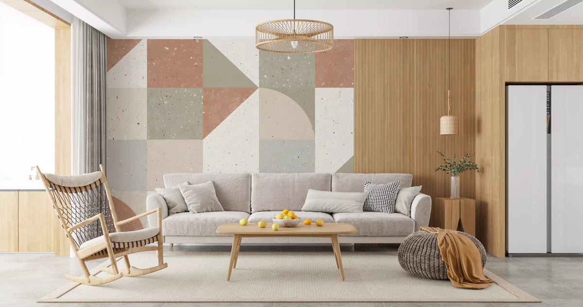 Geometric Terrazzo Tile Composition Wall Mural
