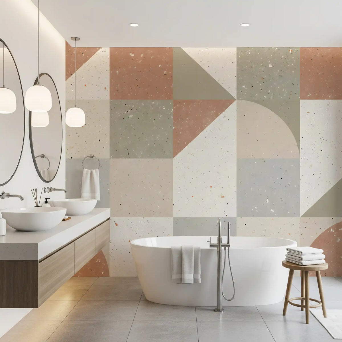 Geometric Terrazzo Tile Composition Wall Mural