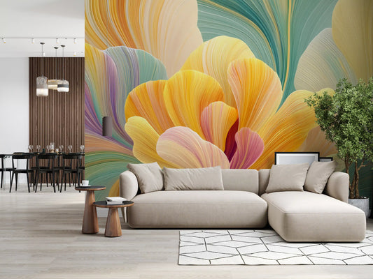 Pastel Petal Layers Wall Mural