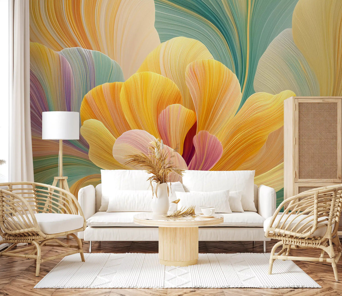 Pastel Petal Layers Wall Mural