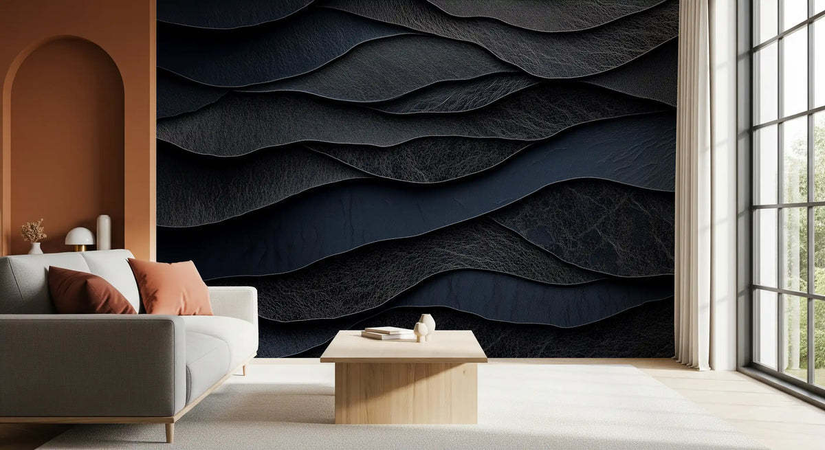 Dark Midnight  Leather Layers Wall Mural