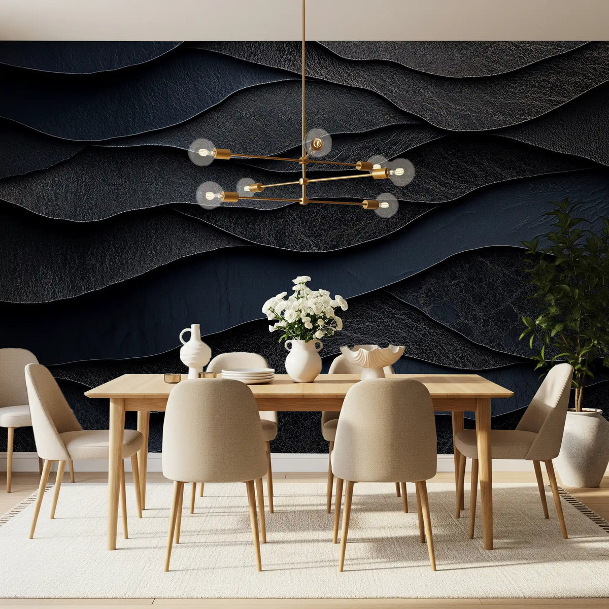 Dark Midnight  Leather Layers Wall Mural