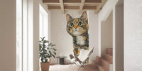 Curious Cat Illustration Wall Mural