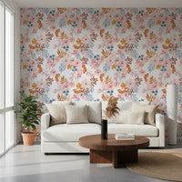 Whimsical Blush and Copper Flora Wallpaper⁠