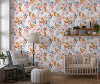 Whimsical Blush and Copper Flora Wallpaper⁠