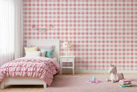 Blush Checked Grid Art Wallpaper⁠
