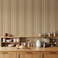 Ticking Checker Stripes - Beige Canvas Wallpaper⁠