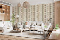 Ticking Checker Stripes - Beige & Chocolate Wallpaper⁠