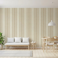 Ticking Checker Stripes - Beige Wallpaper⁠