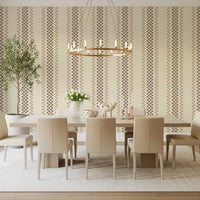 Ticking Checker Stripes - Chocolate & Beige Wallpaper⁠