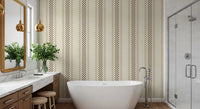 Ticking Checker Stripes - Chocolate & Beige Wallpaper⁠