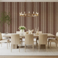 Ticking Checker Stripes - Chocolate Canvas Wallpaper⁠