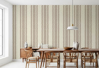 Ticking Checker Stripes - Chocolate Wallpaper⁠