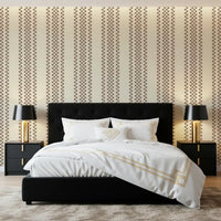 Ticking Checker Stripes - Chocolate Wallpaper⁠