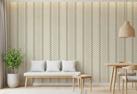 Ticking Checker Stripes - Cream & Sage Wallpaper⁠