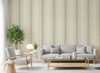 Ticking Checker Stripes - Sage & Cream Wallpaper⁠