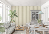 Ticking Checker Stripes - Sage & Cream Wallpaper⁠