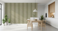 Ticking Checker Stripes - Sage Canvas Wallpaper⁠