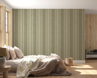 Ticking Checker Stripes - Sage Canvas Wallpaper⁠