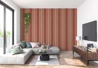 Ticking Checker Stripes - Terracotta Canvas Wallpaper⁠