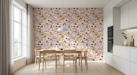 Watercolor Woodland Mushroom Pattern Wallpaper⁠
