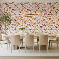Watercolor Woodland Mushroom Pattern Wallpaper⁠