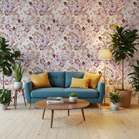 Boho Mauve Botanical Sketch Wallpaper⁠