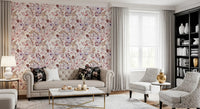 Boho Mauve Botanical Sketch Wallpaper⁠