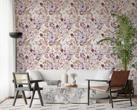 Boho Mauve Botanical Sketch Wallpaper⁠